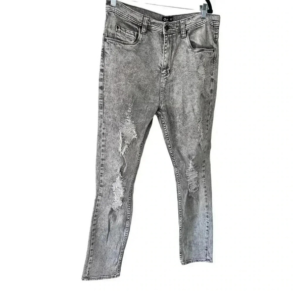 Empyre Verge Chad Tapered Charcoal Skinny Jeans Size 34 Skater‎ Distressed Jeans - Picture 2 of 7